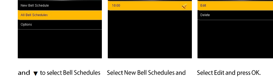 All Bell Schedules - select a bell - Edit
