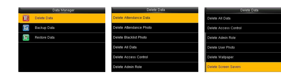 Data Manager - Delete Data options