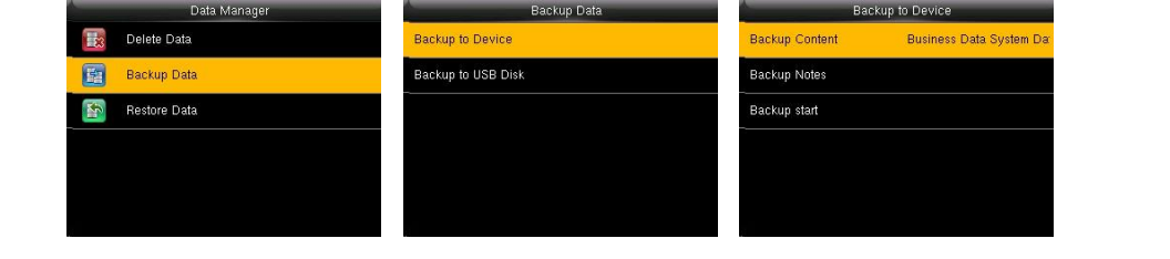 Data Manager - Backup Data - Backup to Device