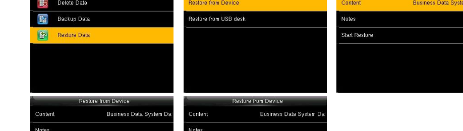 Restore Data - Restore from Device - Start Restore