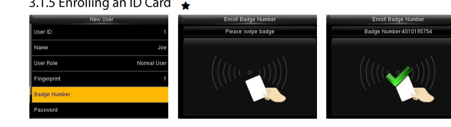 Enroll Badge Number - swipe the card