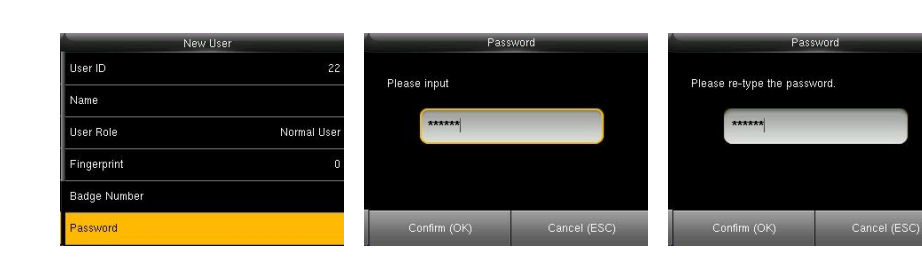 Enroll a password - enter and confirm