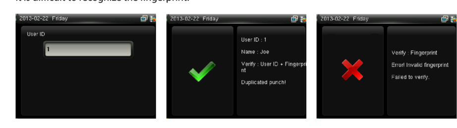 User ID + fingerprint (1:1) verification