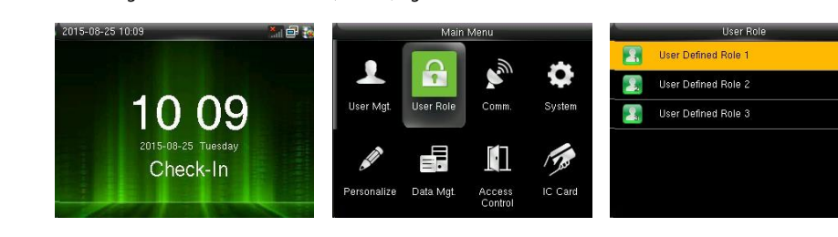 Clock main menu - User Role - User Defined Role 1