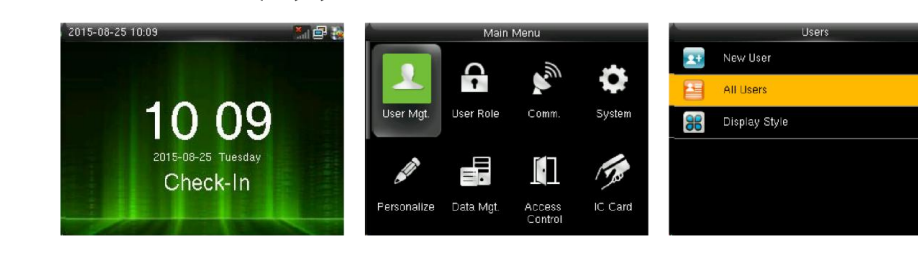 Clock main menu - User Mgt. - All Users