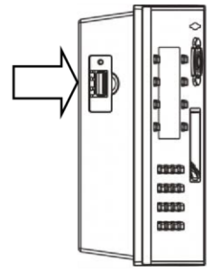 Side of the biometric clock showing where to insert the USB drive