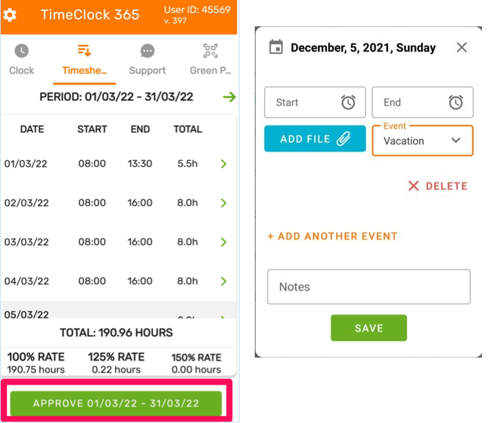 approve your timesheet on mobile