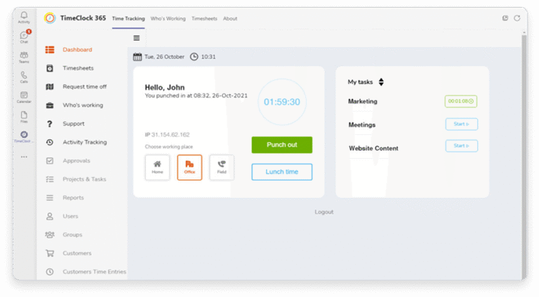 Microsoft Teams - TimeClock 365 Employee Management, Door Access ...
