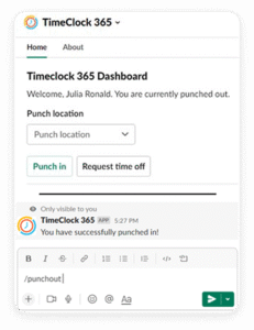 TimeClock 365 Employee Management, Door Access Control and Time Tracking Software|TimeClock 365 in Slack